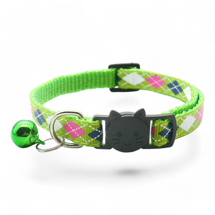 ⭐️Purr. Meow. Woof.⭐️ - Argyle Breakaway Safety Cat & Kitten Collar - Green / Cat