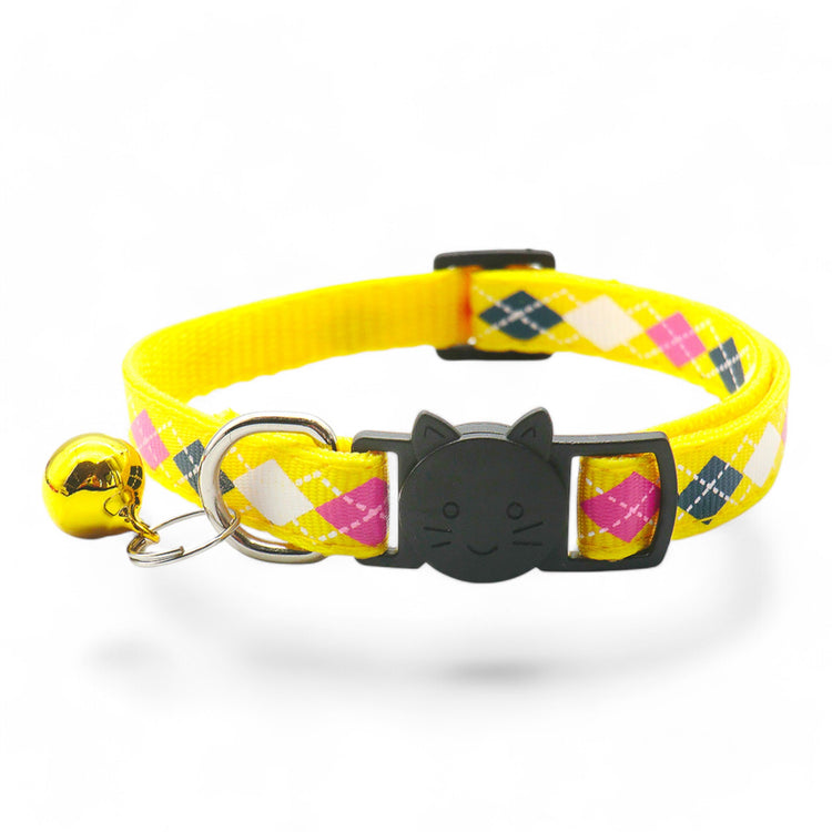 ⭐️Purr. Meow. Woof.⭐️ - Argyle Breakaway Safety Cat & Kitten Collar - Yellow / Cat