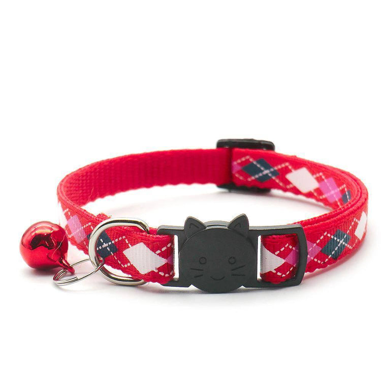 ⭐️Purr. Meow. Woof.⭐️ - Argyle Breakaway Safety Cat Collar - Red