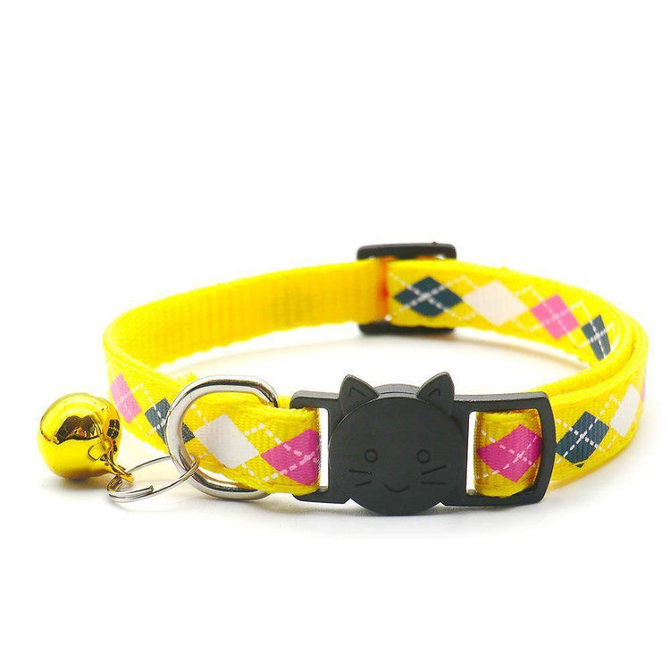 ⭐️Purr. Meow. Woof.⭐️ - Argyle Breakaway Safety Cat Collar - Yellow