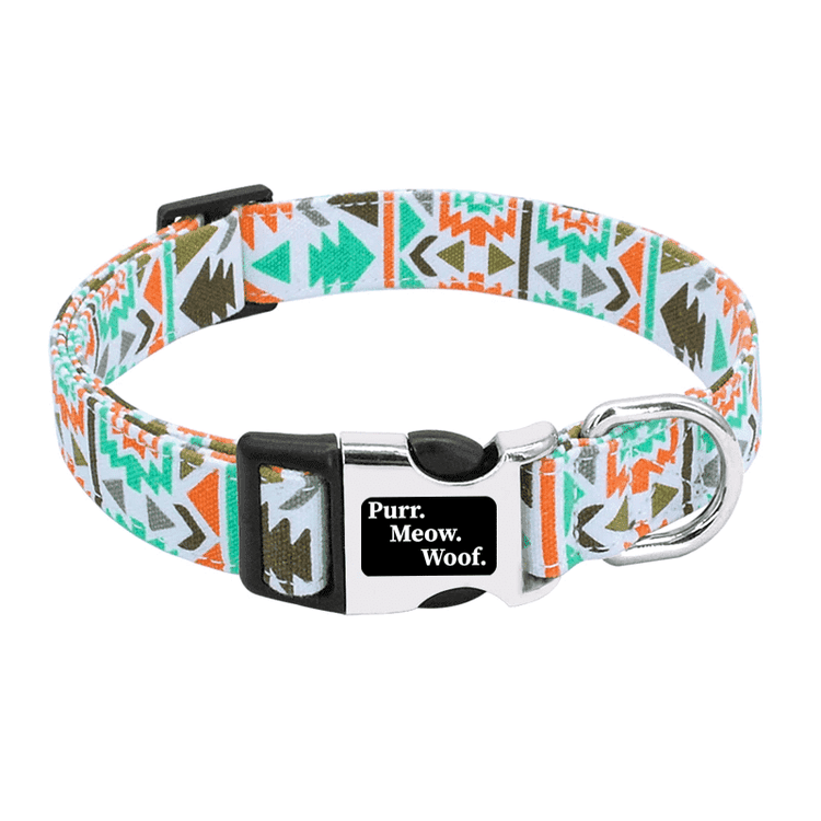 ⭐️Purr. Meow. Woof.⭐️ - Art Deco Dog Collar - Orange / S / No