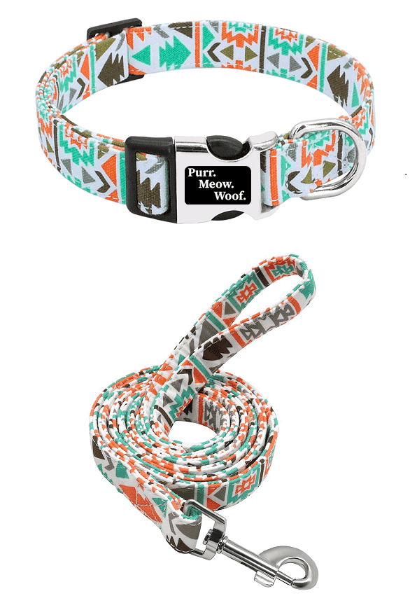 ⭐️Purr. Meow. Woof.⭐️ - Art Deco Dog Collar - Orange / S / Yes!