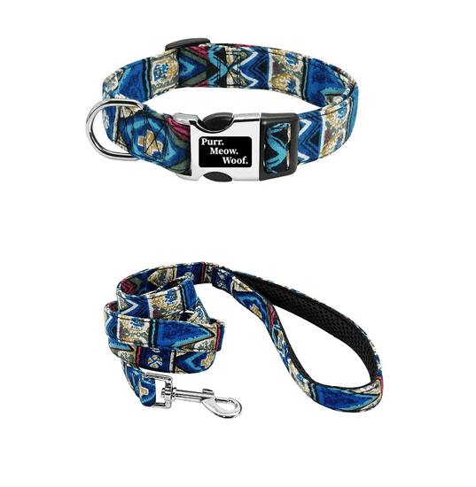 ⭐️Purr. Meow. Woof.⭐️ - Artistic Dog Collar - Blue / S / Yes!