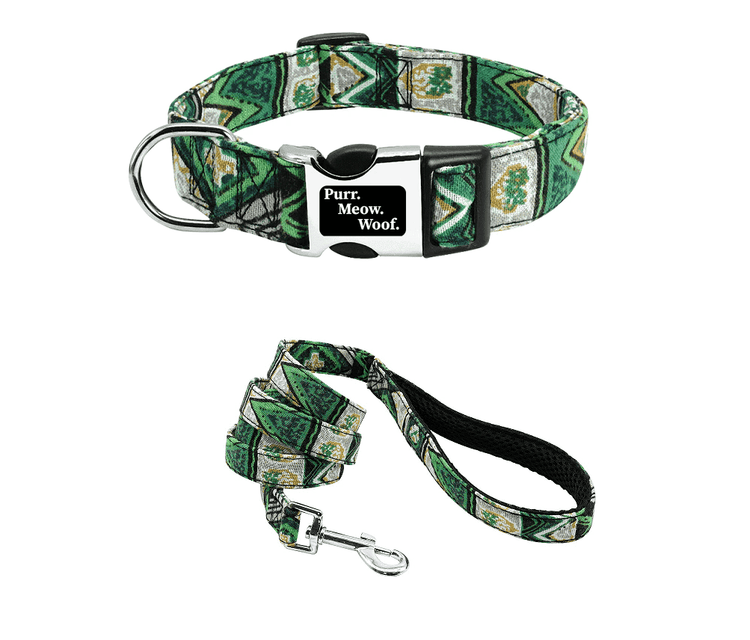 ⭐️Purr. Meow. Woof.⭐️ - Artistic Dog Collar - Green / S / Yes!