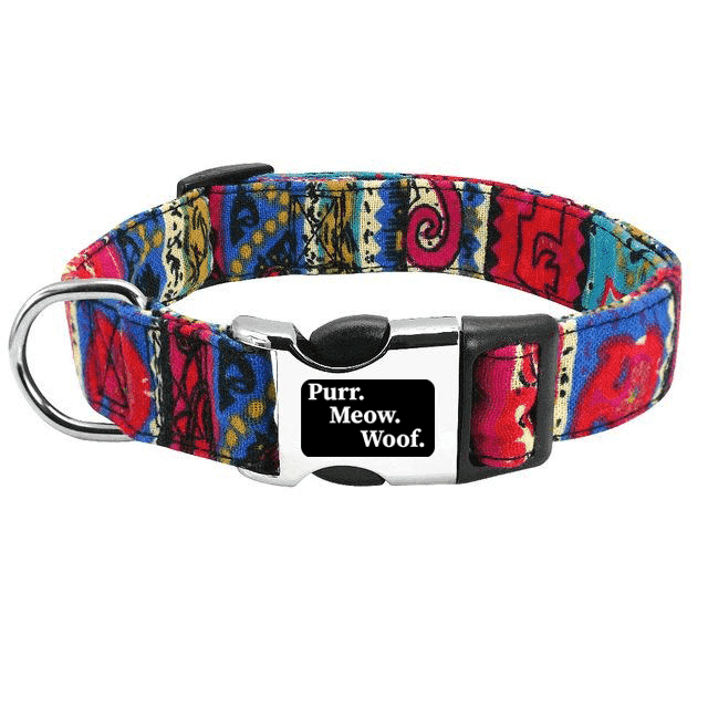 ⭐️Purr. Meow. Woof.⭐️ - Artistic Dog Collar - Red / S / No