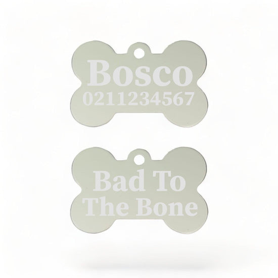 ⭐️Purr. Meow. Woof.⭐️ - Bad To The | Bone Aluminium | ID Dog Pet Tag - Silver