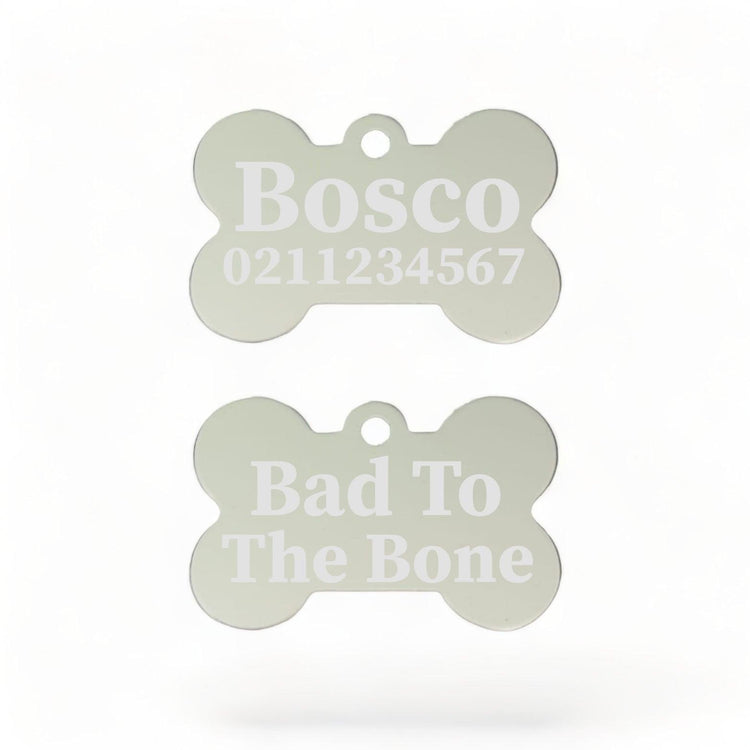 ⭐️Purr. Meow. Woof.⭐️ - Bad To The | Bone Aluminium | ID Dog Pet Tag - Silver