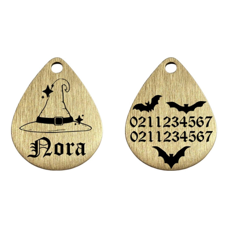 ⭐️Purr. Meow. Woof.⭐️ - Bewitched Brass Teardrop Cat & Dog ID Pet Tag - Default Title