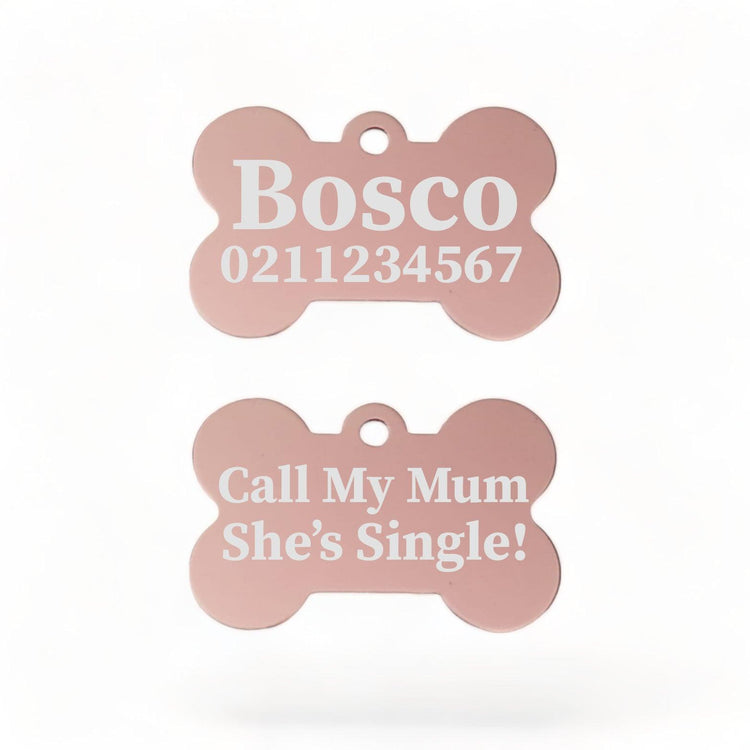 ⭐️Purr. Meow. Woof.⭐️ - Call My Mum/Dad She's/He's Single | Bone Aluminium | ID Pet Tag - LightPink / Mum