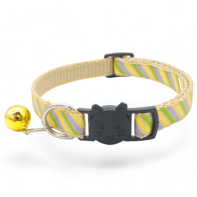 ⭐️Purr. Meow. Woof.⭐️ - Candy Cane Breakaway Safety Cat & Kitten Collar - Yellow / Cat