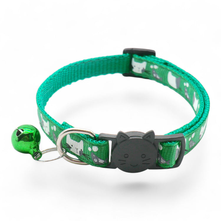⭐️Purr. Meow. Woof.⭐️ - Cat & Fish Breakaway Safety Cat & Kitten Collar - Green / Cat