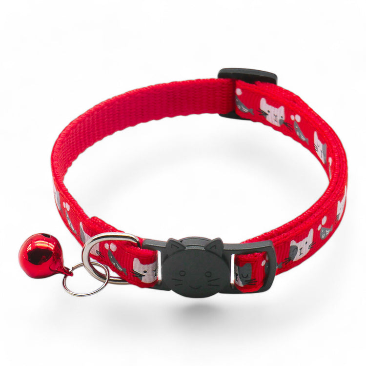 ⭐️Purr. Meow. Woof.⭐️ - Cat & Fish Breakaway Safety Cat & Kitten Collar - Red / Cat