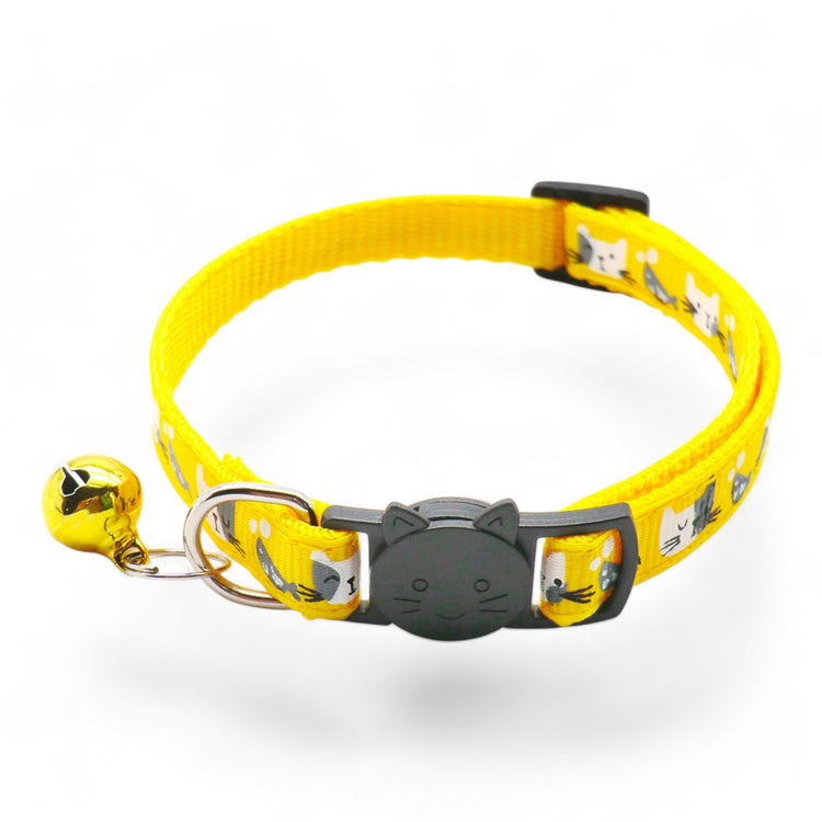 ⭐️Purr. Meow. Woof.⭐️ - Cat & Fish Breakaway Safety Cat & Kitten Collar - Yellow / Cat