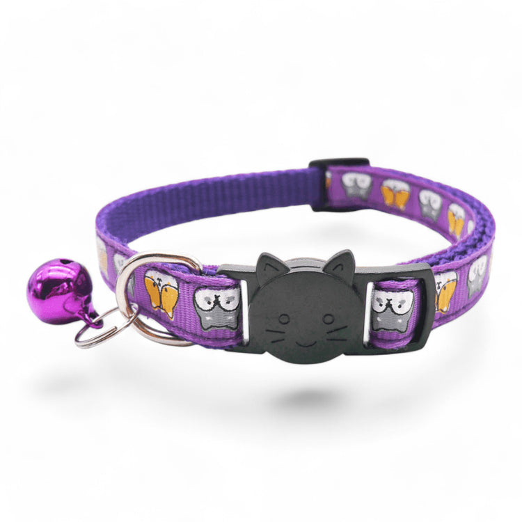 ⭐️Purr. Meow. Woof.⭐️ - Cat Face Breakaway Safety Cat & Kitten Collar - DarkViolet / Cat