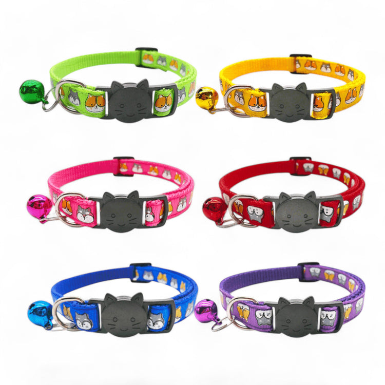 ⭐️Purr. Meow. Woof.⭐️ - Cat Face Breakaway Safety Cat & Kitten Collar - Green / Cat