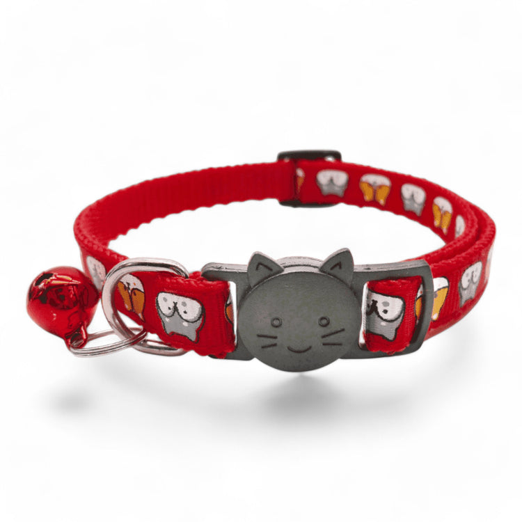 ⭐️Purr. Meow. Woof.⭐️ - Cat Face Breakaway Safety Cat & Kitten Collar - Red / Cat