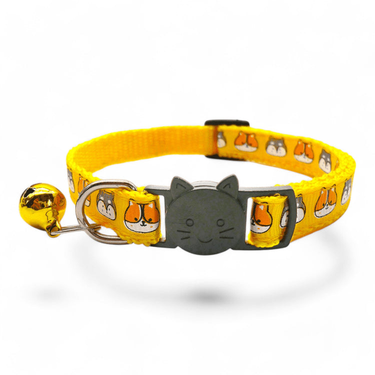 ⭐️Purr. Meow. Woof.⭐️ - Cat Face Breakaway Safety Cat & Kitten Collar - Yellow / Cat