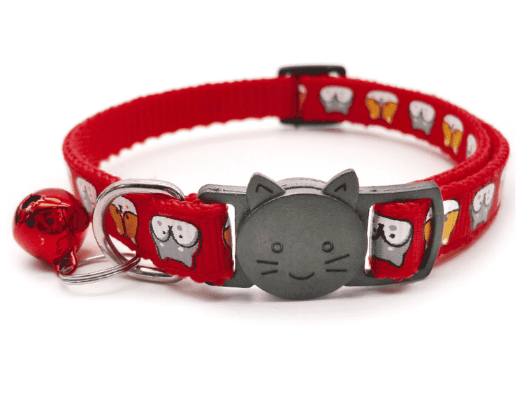 ⭐️Purr. Meow. Woof.⭐️ - Cat Face Breakaway Safety Cat Collar - Red