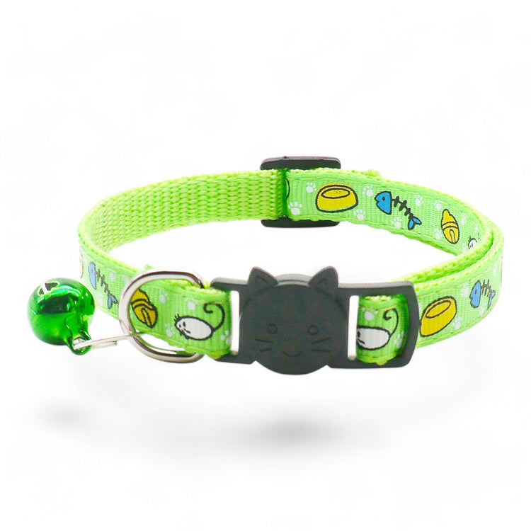 ⭐️Purr. Meow. Woof.⭐️ - Cat Favourites Breakaway Safety Cat & Kitten Collar - Green / Cat