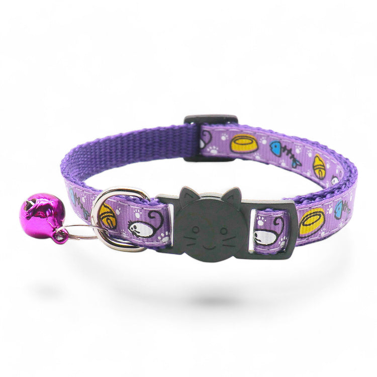 ⭐️Purr. Meow. Woof.⭐️ - Cat Favourites Breakaway Safety Cat & Kitten Collar - Purple / Cat