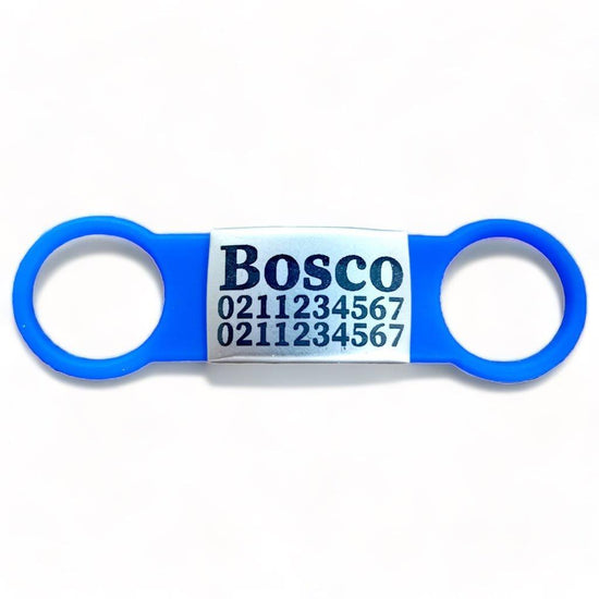 ⭐️Purr. Meow. Woof.⭐️ - Collar ID Name & 2 Numbers Dog ID Pet Tag - RoyalBlue / Silver