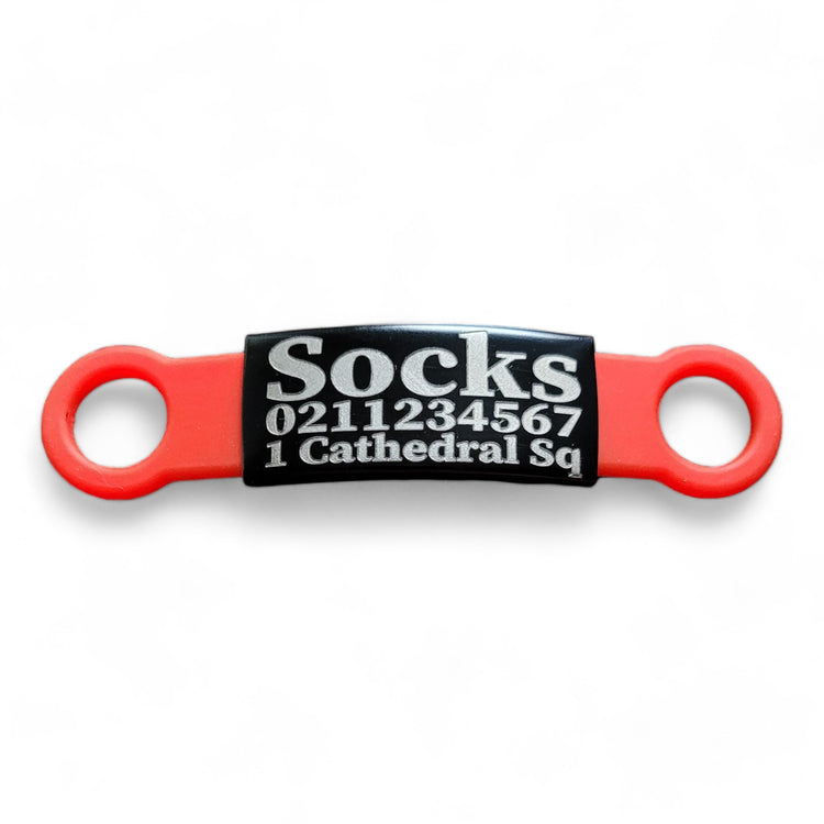 ⭐️Purr. Meow. Woof.⭐️ - Collar ID Name, Number & Address Cat & Dog ID Pet Tag - Small (Cat) / Black / Red