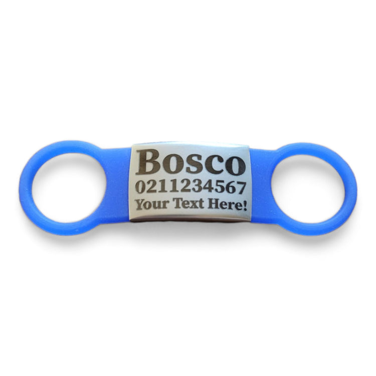 ⭐️Purr. Meow. Woof.⭐️ - Collar ID Name, Number & Custom Text Cat & Dog ID Pet Tag - Large (Dog) / Silver / RoyalBlue