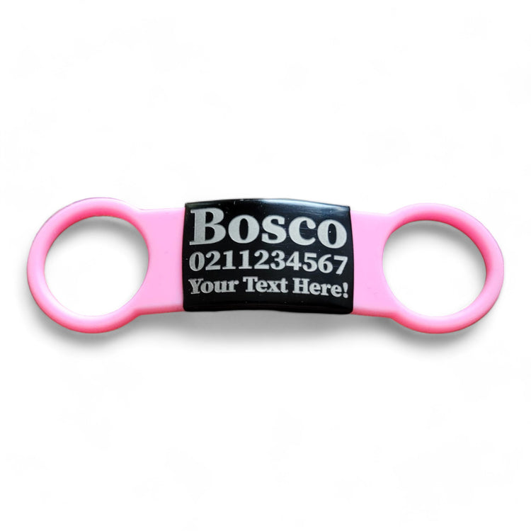 ⭐️Purr. Meow. Woof.⭐️ - Collar ID Name, Number & Custom Text Cat & Dog ID Pet Tag - Small (Cat) / Silver / LightPink