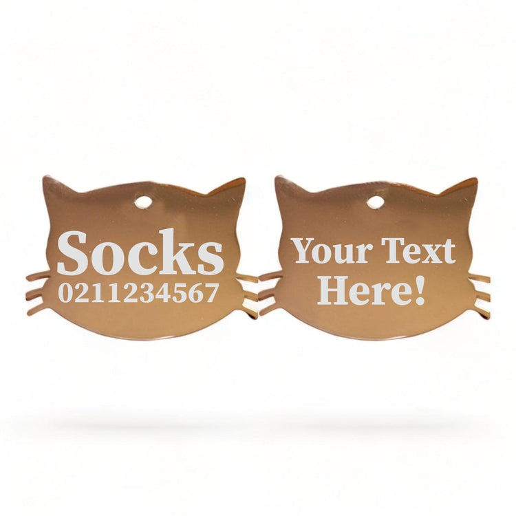 ⭐️Purr. Meow. Woof.⭐️ - Custom Text Cat Whiskers | Mirror Stainless | Cat ID Pet Tag - BurlyWood