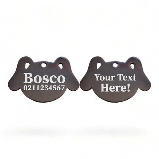 ⭐️Purr. Meow. Woof.⭐️ - Custom Text Dog | Mirror Stainless | Dog ID Pet Tag - Black