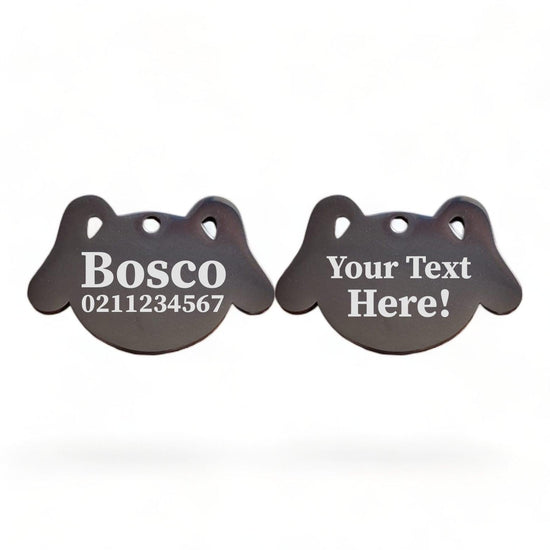 ⭐️Purr. Meow. Woof.⭐️ - Custom Text Dog | Mirror Stainless | Dog ID Pet Tag - Black