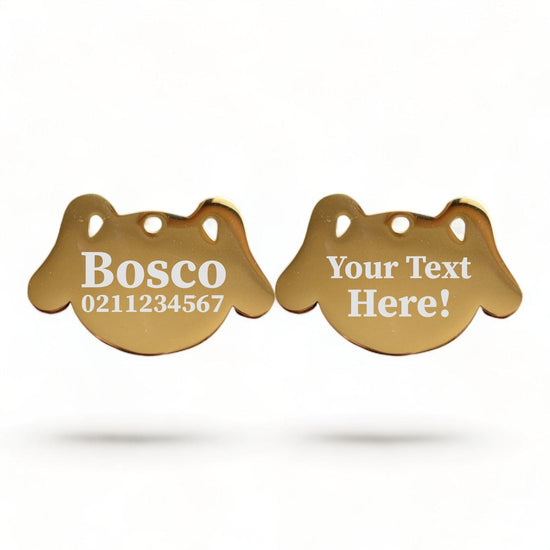 ⭐️Purr. Meow. Woof.⭐️ - Custom Text Dog | Mirror Stainless | Dog ID Pet Tag - Gold