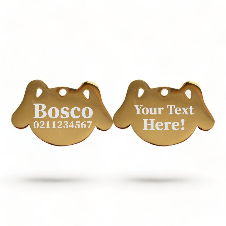 ⭐️Purr. Meow. Woof.⭐️ - Custom Text Dog | Mirror Stainless | Dog ID Pet Tag - Gold