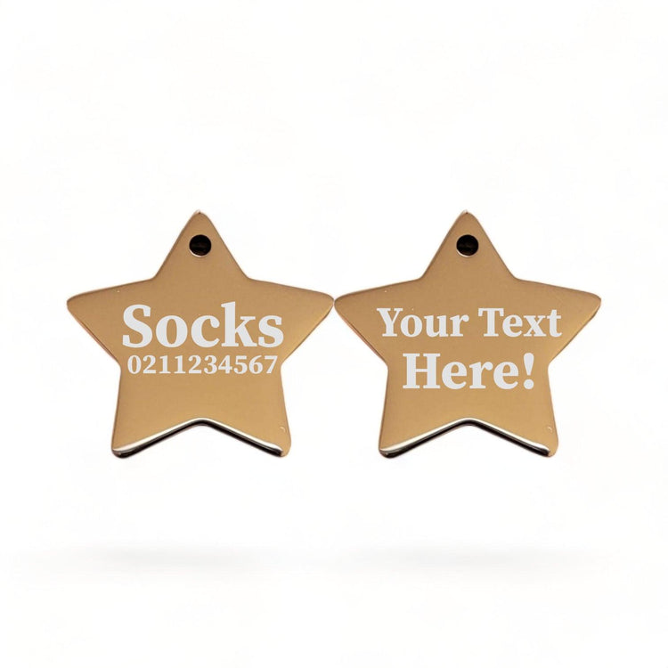 ⭐️Purr. Meow. Woof.⭐️ - Custom Text Mirror | Stainless Star | Dog & Cat ID Pet Tag - BurlyWood / Cat (Small)