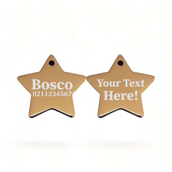 ⭐️Purr. Meow. Woof.⭐️ - Custom Text Mirror | Stainless Star | Dog & Cat ID Pet Tag - BurlyWood / Dog (Large)