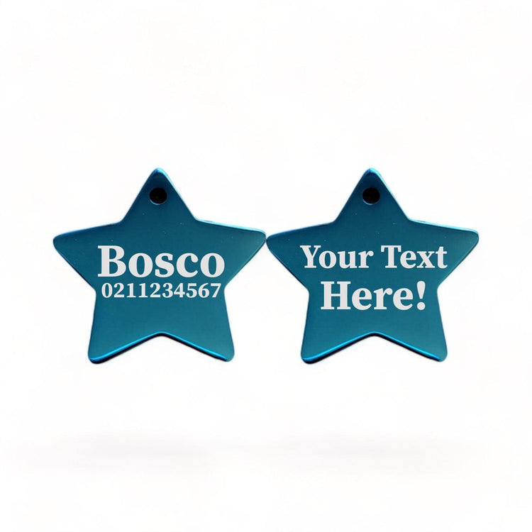 ⭐️Purr. Meow. Woof.⭐️ - Custom Text Mirror | Stainless Star | Dog & Cat ID Pet Tag - MidnightBlue / Dog (Large)