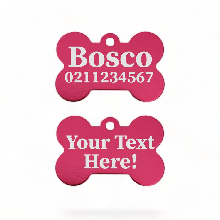 ⭐️Purr. Meow. Woof.⭐️ - Custom Text | Bone Aluminium | Dog ID Pet Tag - DeepPink