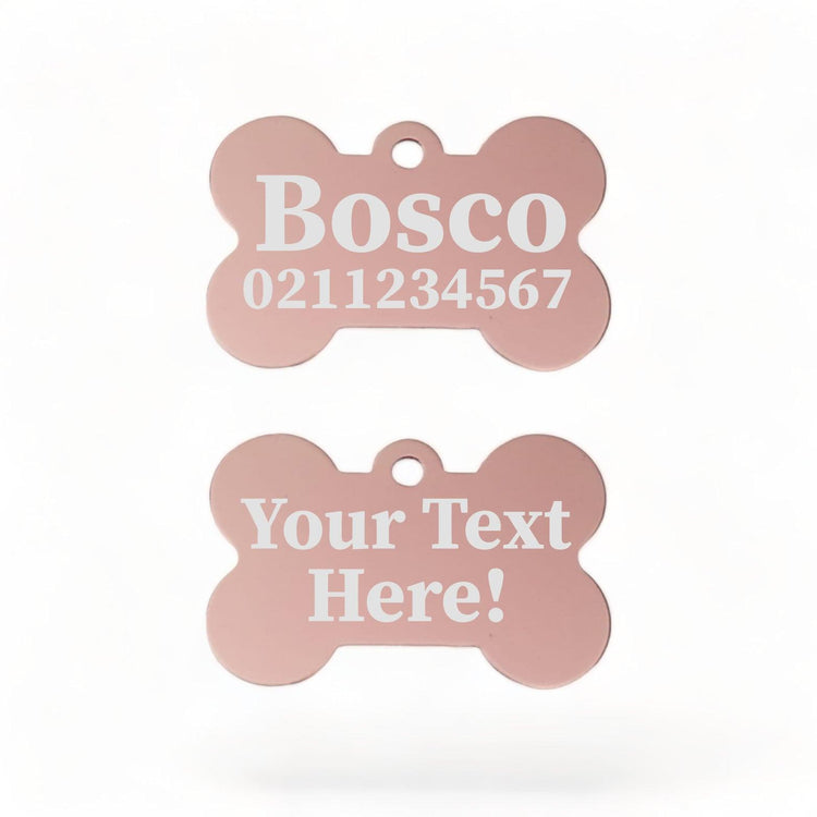 ⭐️Purr. Meow. Woof.⭐️ - Custom Text | Bone Aluminium | Dog ID Pet Tag - LightPink