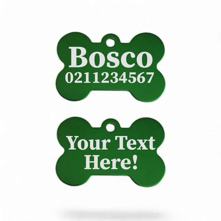 ⭐️Purr. Meow. Woof.⭐️ - Custom Text | Bone Aluminium | Dog ID Pet Tag - MediumSpringGreen