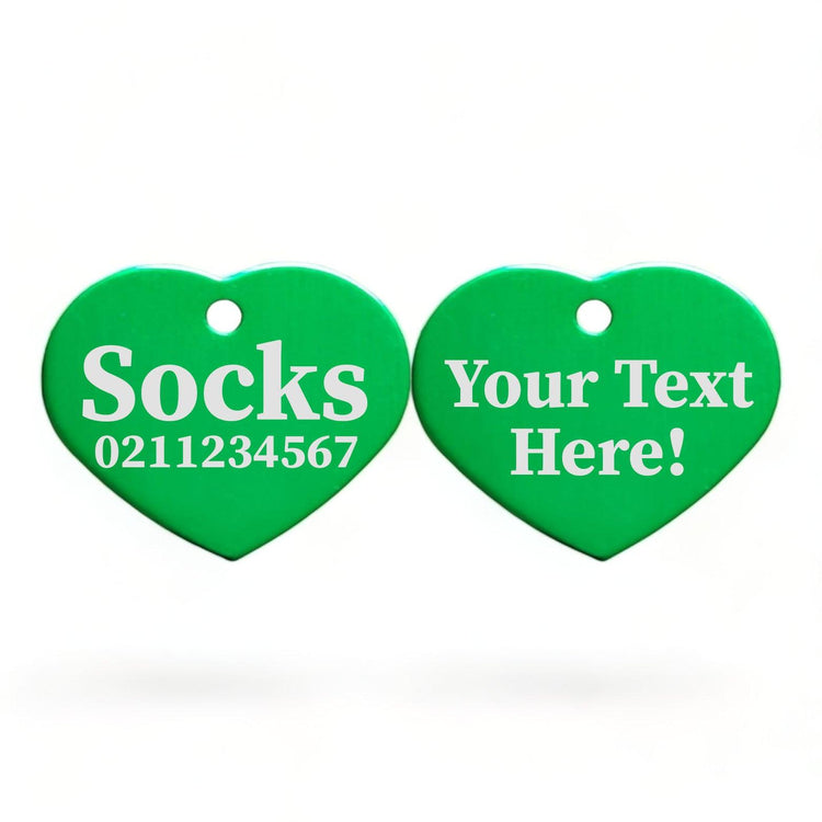 ⭐️Purr. Meow. Woof.⭐️ - Custom Text | Heart Aluminum | Cat, Kitten & Dog ID Pet Tag - MediumSpringGreen