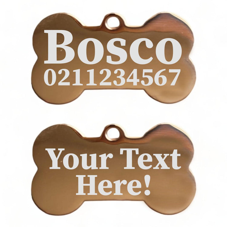 ⭐️Purr. Meow. Woof.⭐️ - Custom Text | Mirror Stainless | Bone Dog ID Pet Tag - BurlyWood / Small