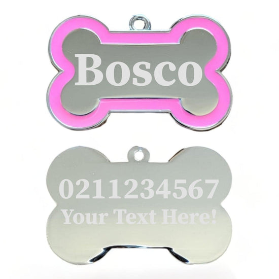 ⭐️Purr. Meow. Woof.⭐️ - Custom Text | Outline Bone | Dog ID Pet Tag - HotPink