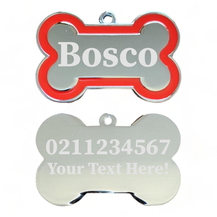 ⭐️Purr. Meow. Woof.⭐️ - Custom Text | Outline Bone | Dog ID Pet Tag - Red