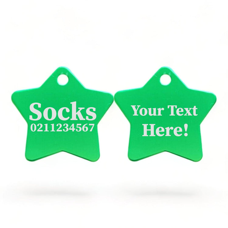 ⭐️Purr. Meow. Woof.⭐️ - Custom Text | Star Aluminum | Cat, Kitten & Dog ID Pet Tag - MediumSpringGreen / Cat (Small)