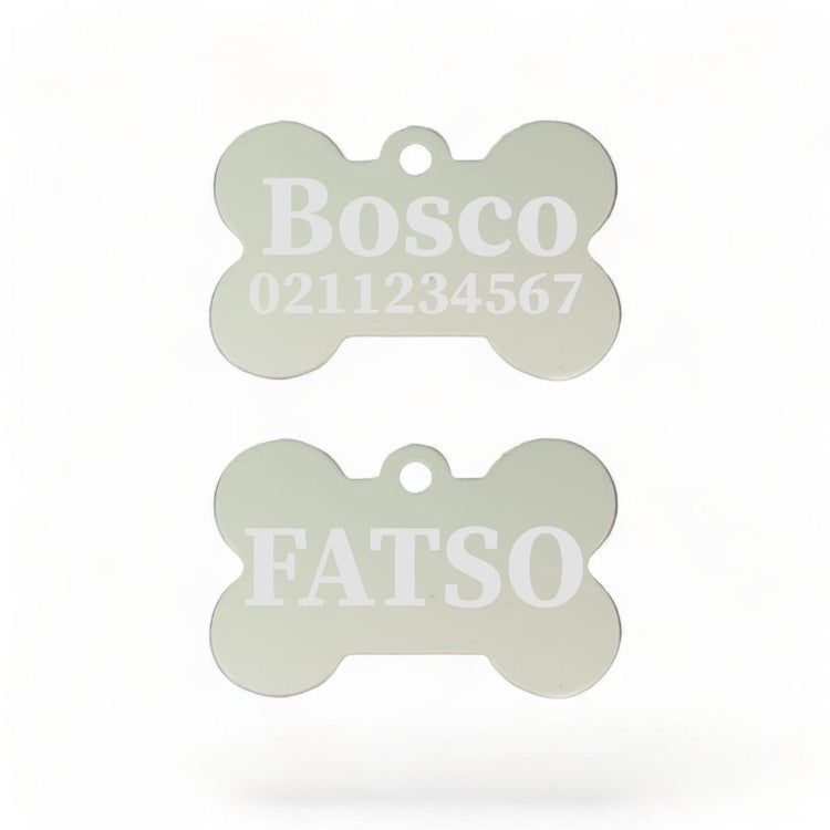 ⭐️Purr. Meow. Woof.⭐️ - FATSO | Bone Aluminium | Dog ID Pet Tag - Silver