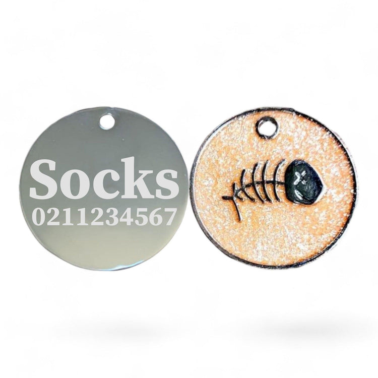 ⭐️Purr. Meow. Woof.⭐️ - Fish Round Cat & Dog ID Pet Tag - Moccasin
