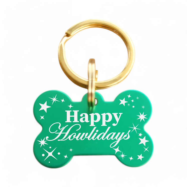 ⭐️Purr. Meow. Woof.⭐️ - Happy Howlidays | Bone Aluminum | Pet ID Tag - Xmas Limited Edition - MediumSpringGreen