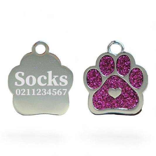 ⭐️Purr. Meow. Woof.⭐️ - Heart PP Cat ID Pet Tag - DeepPink