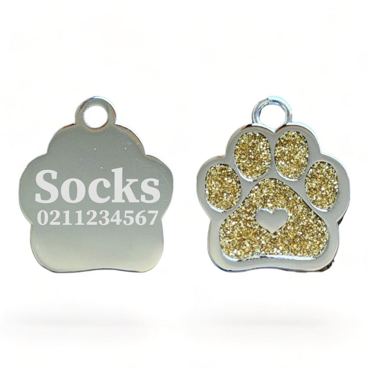 ⭐️Purr. Meow. Woof.⭐️ - Heart PP Cat ID Pet Tag - Gold