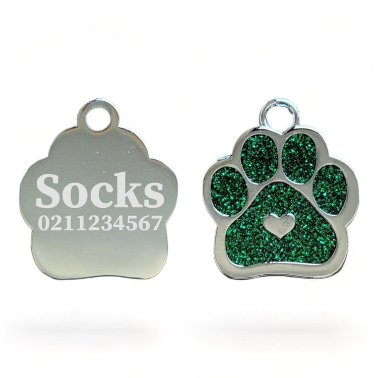 ⭐️Purr. Meow. Woof.⭐️ - Heart PP Cat ID Pet Tag - Green